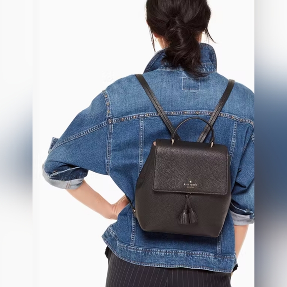 Kate Spade Black Leather Backpack - Picture 1 of 6